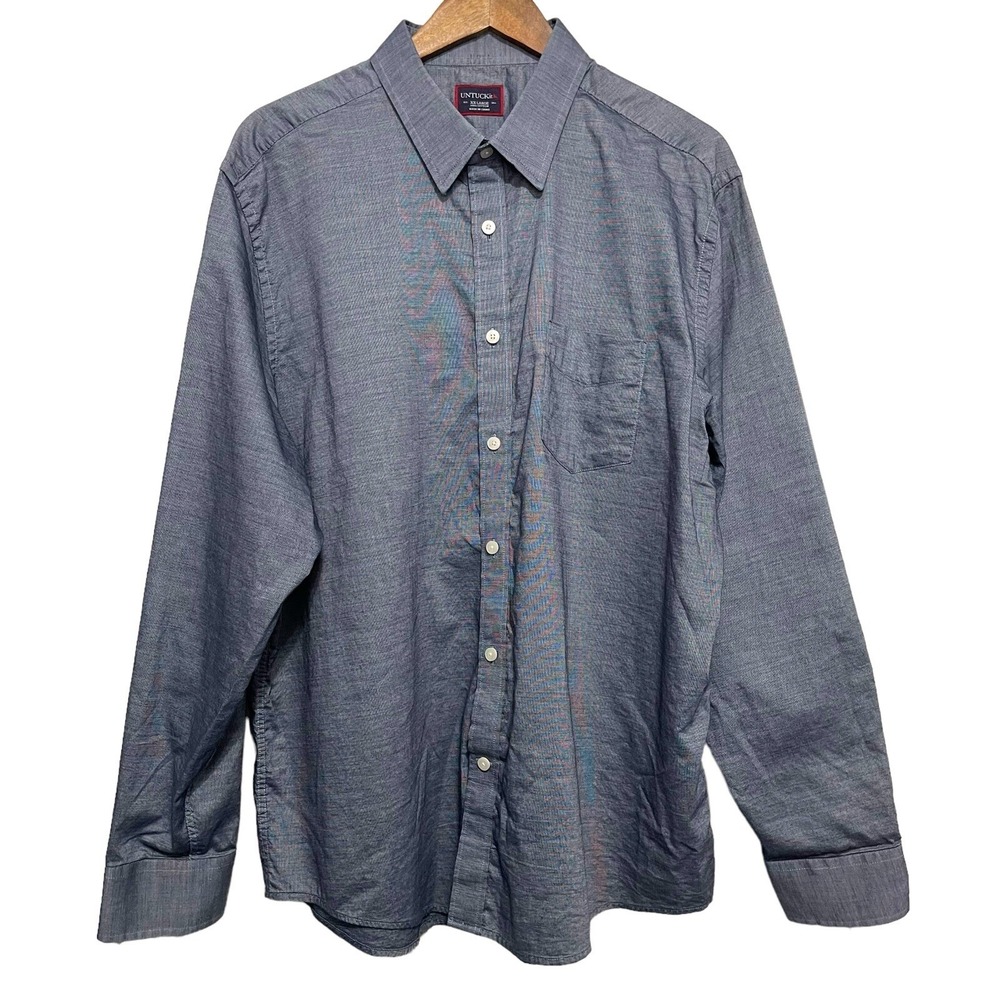 UNTUCKit Mens Button Down XXL Blue Long Sleeve Classic Fit Preppy Business